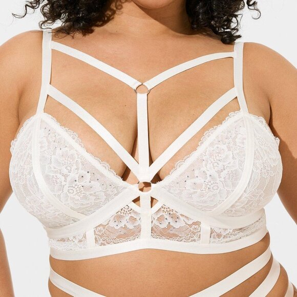 Torrid Sent From Above Triangle Bralette off white strappy bra sz 2 - Picture 1 of 1